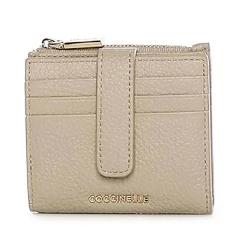 Portafoglio Donna Mini COCCINELLE in Pelle Colore Sandshell Linea Metallic Soft