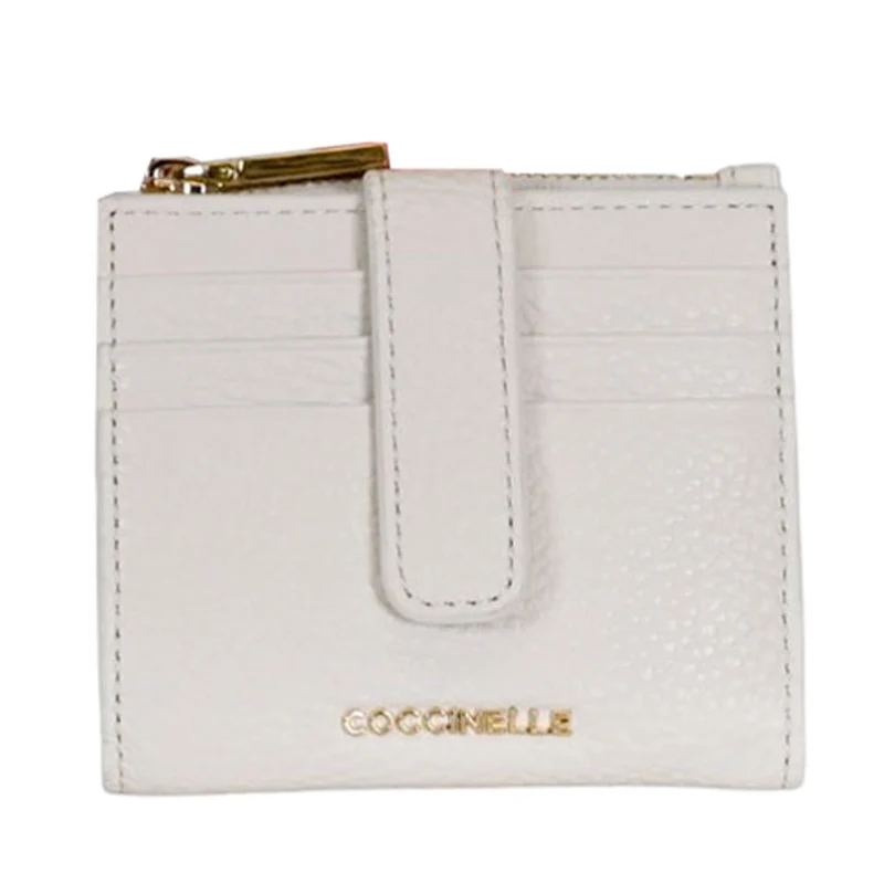 Portafoglio Donna Mini COCCINELLE in Pelle Colore Pearl Linea Metallic Soft