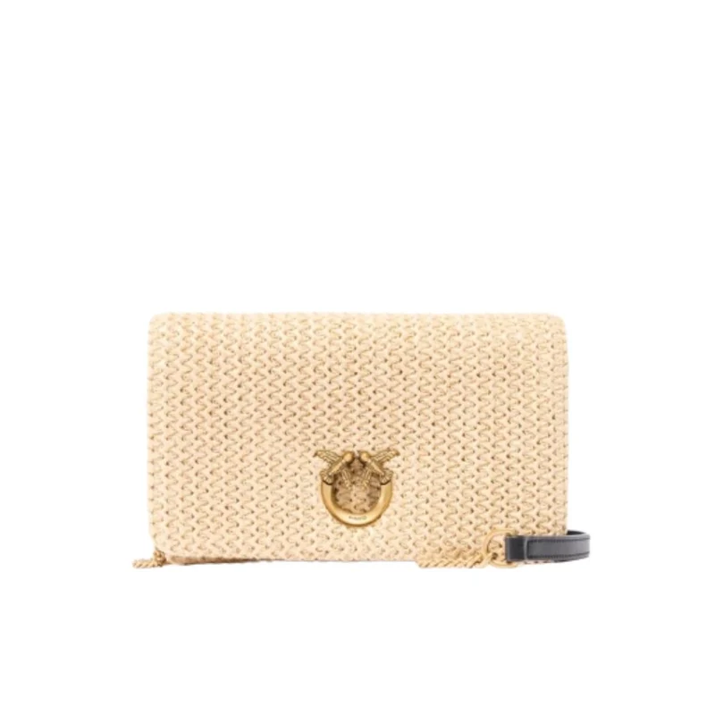 Pochette a tracolla piccola Love Bag Click Soft Horizontal Mini in rafia