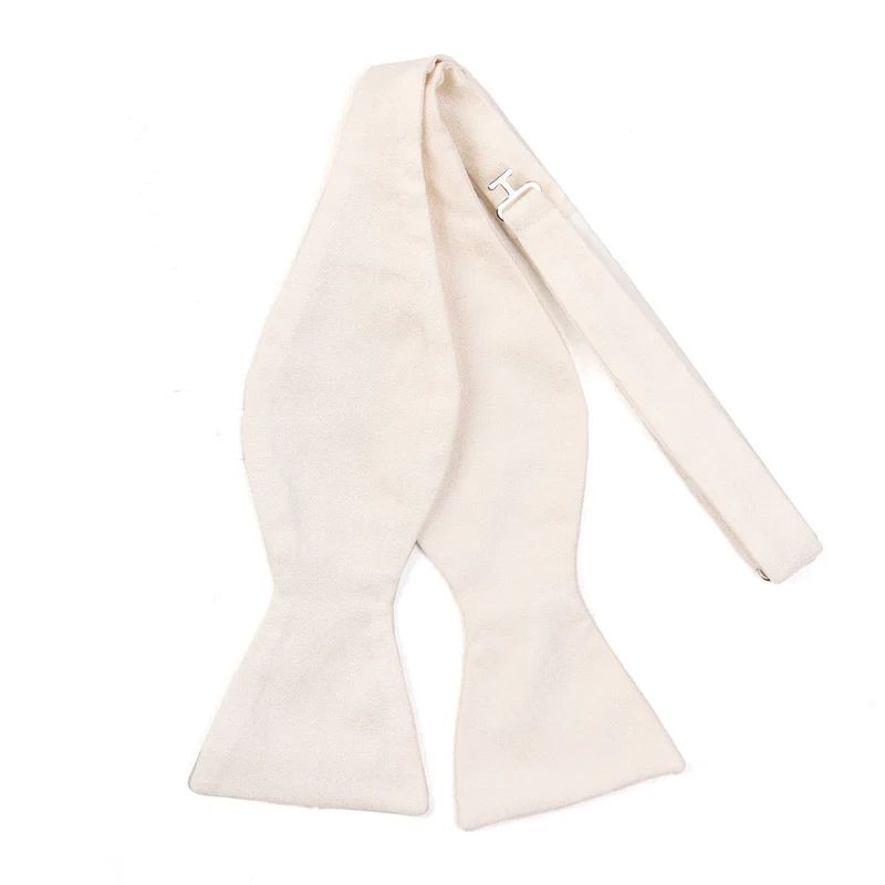 WHITE SELF-TIE SILK SATIN BOW TIE