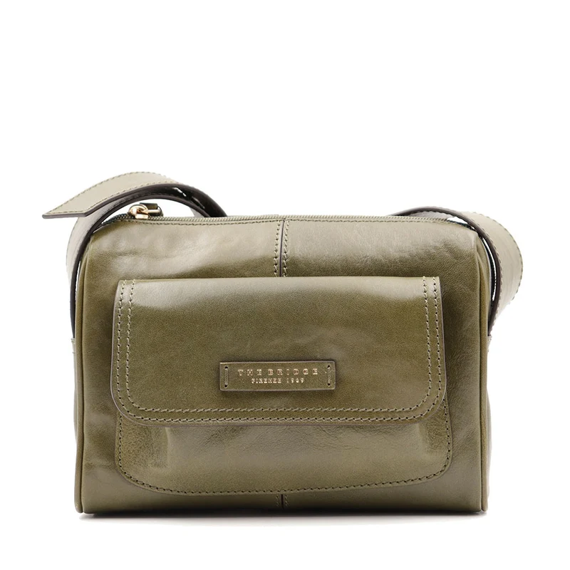 Camera Case Donna a Tracolla THE BRIDGE linea Flora in Pelle Verde Timo