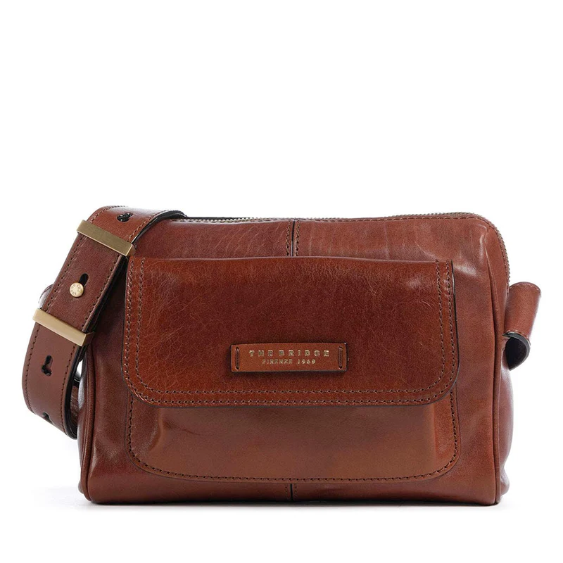 Camera Case Donna a Tracolla THE BRIDGE linea Flora in Pelle Marrone