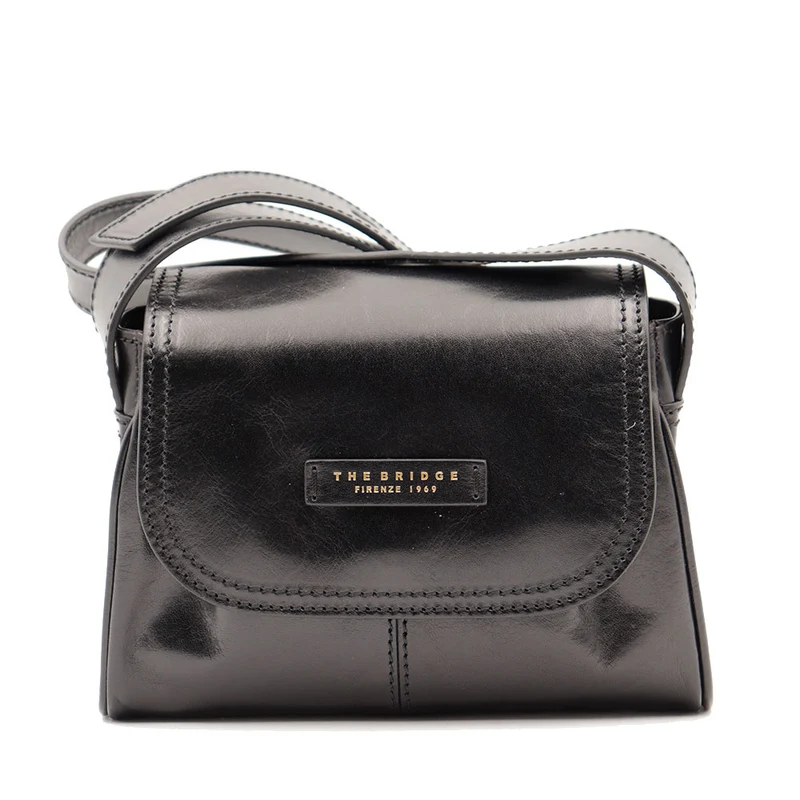 Borsa Donna a Tracolla THE BRIDGE linea Flora in Pelle Nera