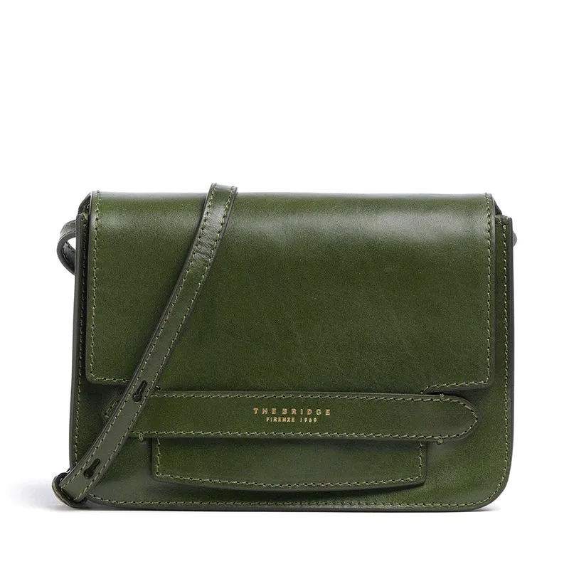 Borsa Donna a Tracolla Grande THE BRIDGE linea Lucrezia in Pelle Verde Maggiorana