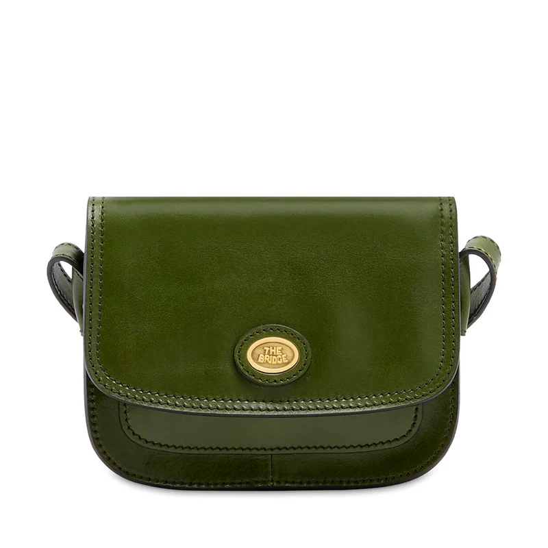 Borsa Donna a Tracolla Small THE BRIDGE linea Story in Pelle Verde Maggiorana