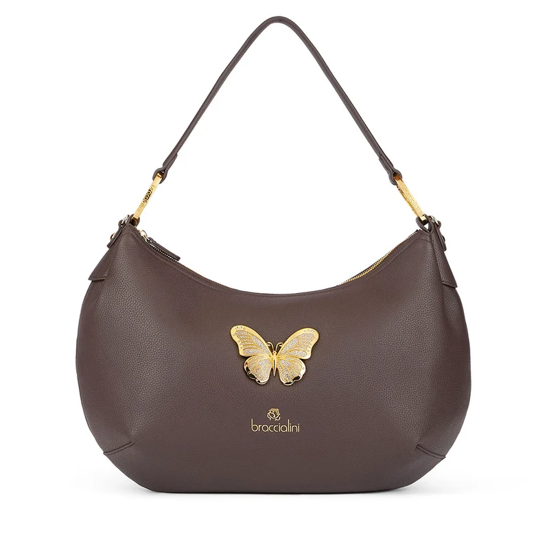 Borsa Donna Mezzaluna a Spalla BRACCIALINI linea Beth Jewels Marrone