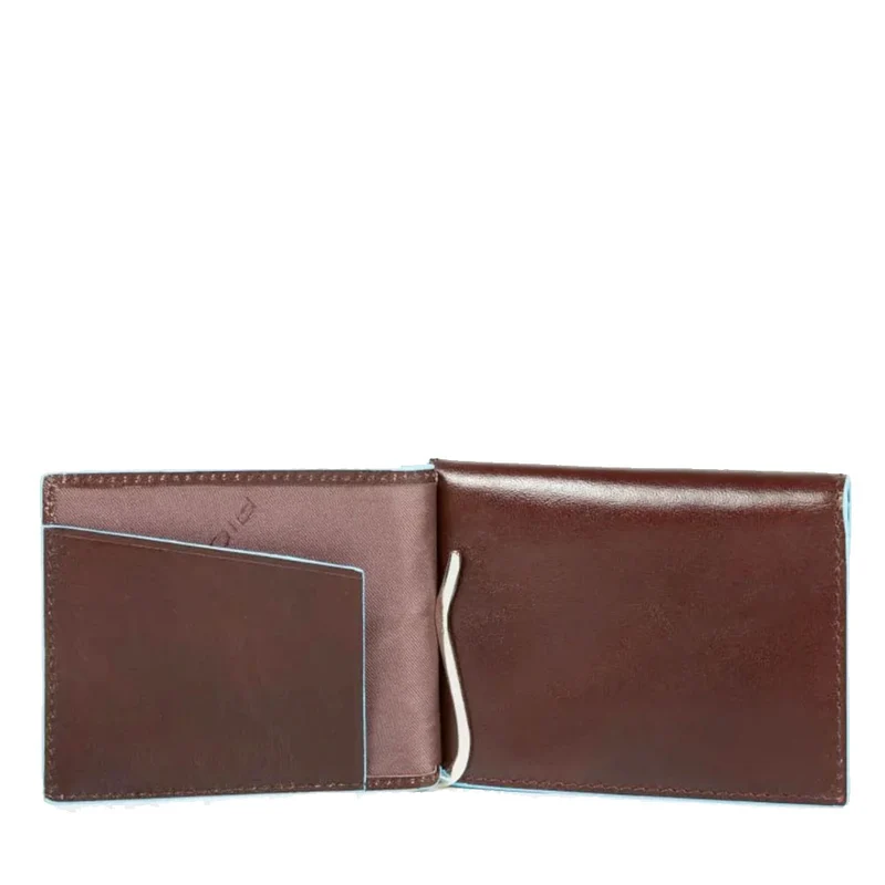 Portafoglio Uomo con Ferma Banconote PIQUADRO In Pelle Mogano Linea Blue Square - PU3890B2R