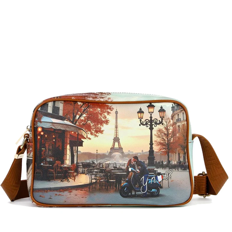 Borsa Donna a Tracolla Y NOT YES-440 stampa Kisses From Paris