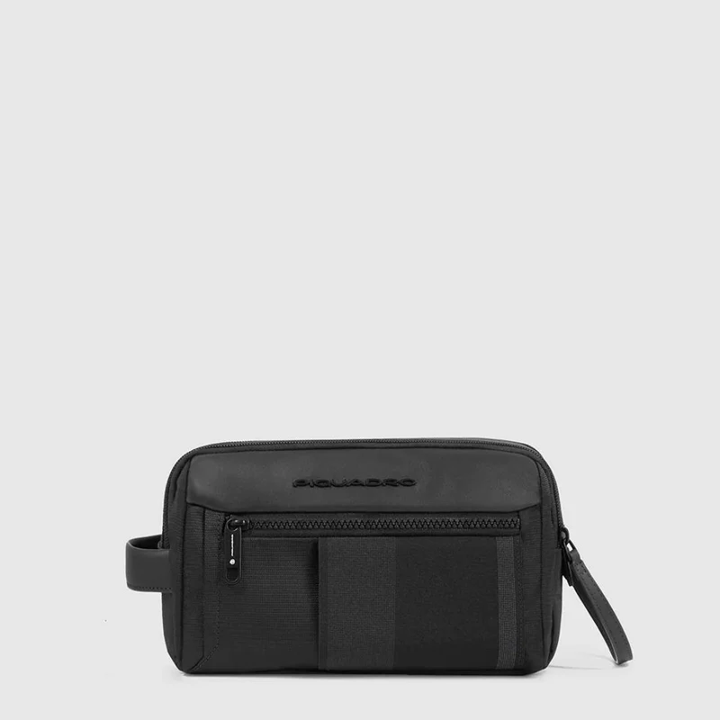 Beautycase Uomo in Tessuto Riciclato e Pelle