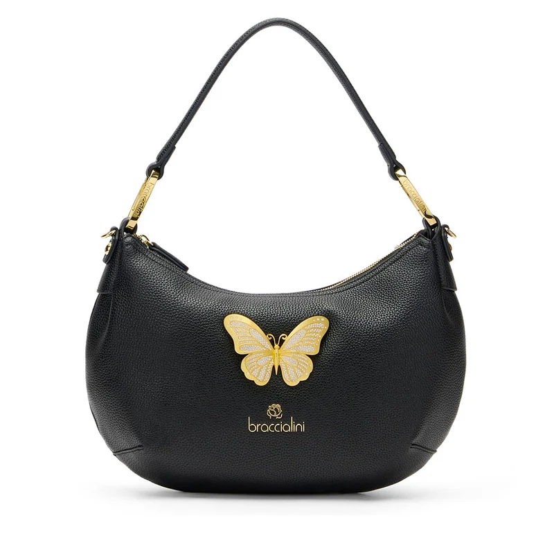 Borsa Donna Mezzaluna a Spalla Media BRACCIALINI linea Beth Jewels Nera