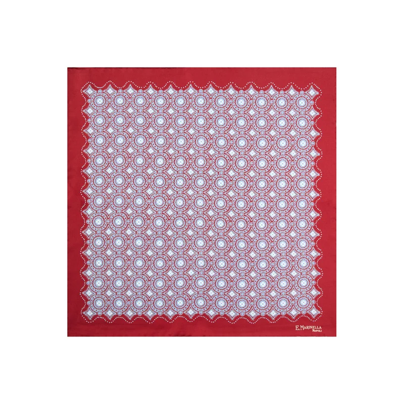 BURGUNDY PRINTED SILK POCKET SQUARE