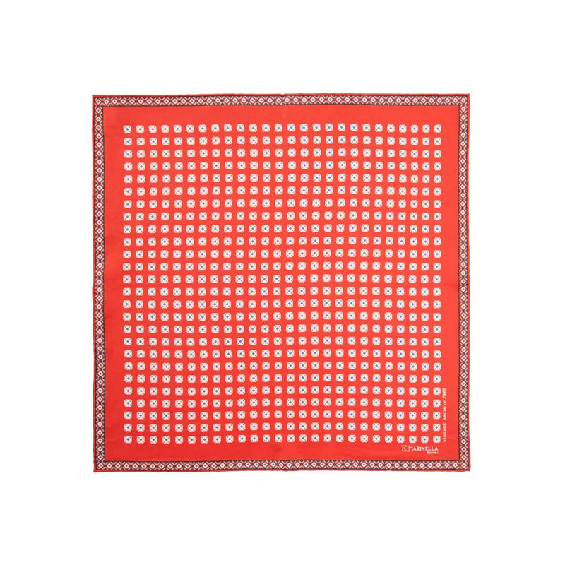 RED PRINTED SILK POCKET SQUARE