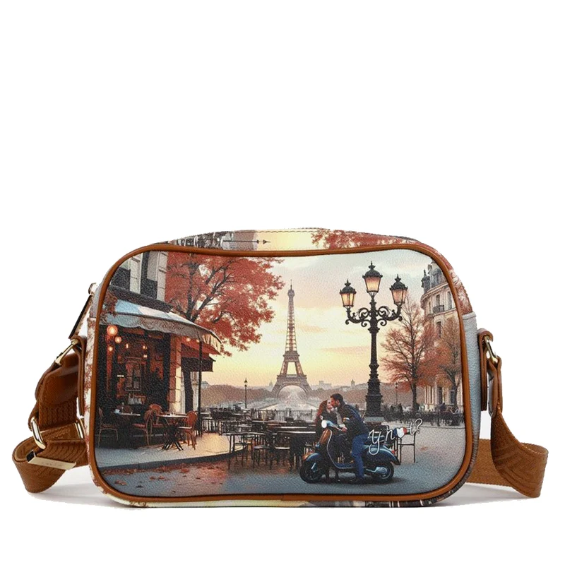 Borsa Donna a Tracolla Y NOT YES-310 stampa Kisses From Paris