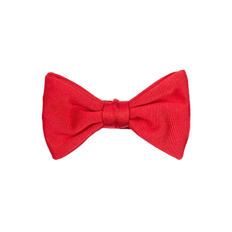 RED PRE-KNOTTED GROSGRAIN SILK BOW TIE