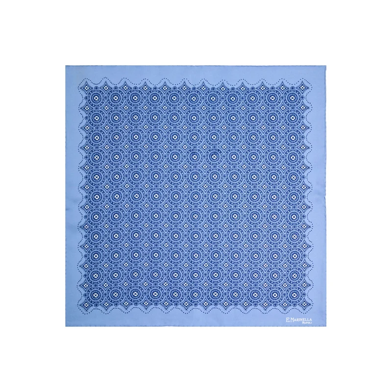 LIGHT BLUE PRINTED SILK POCKET SQUARE