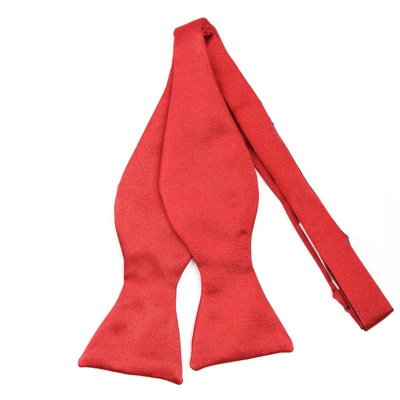 RED SELF-TIE SILK SATIN BOW TIE