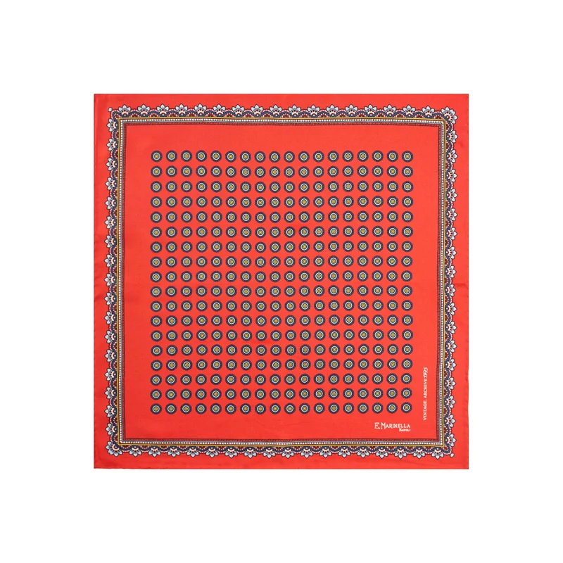 RED PRINTED SILK POCKET SQUARE