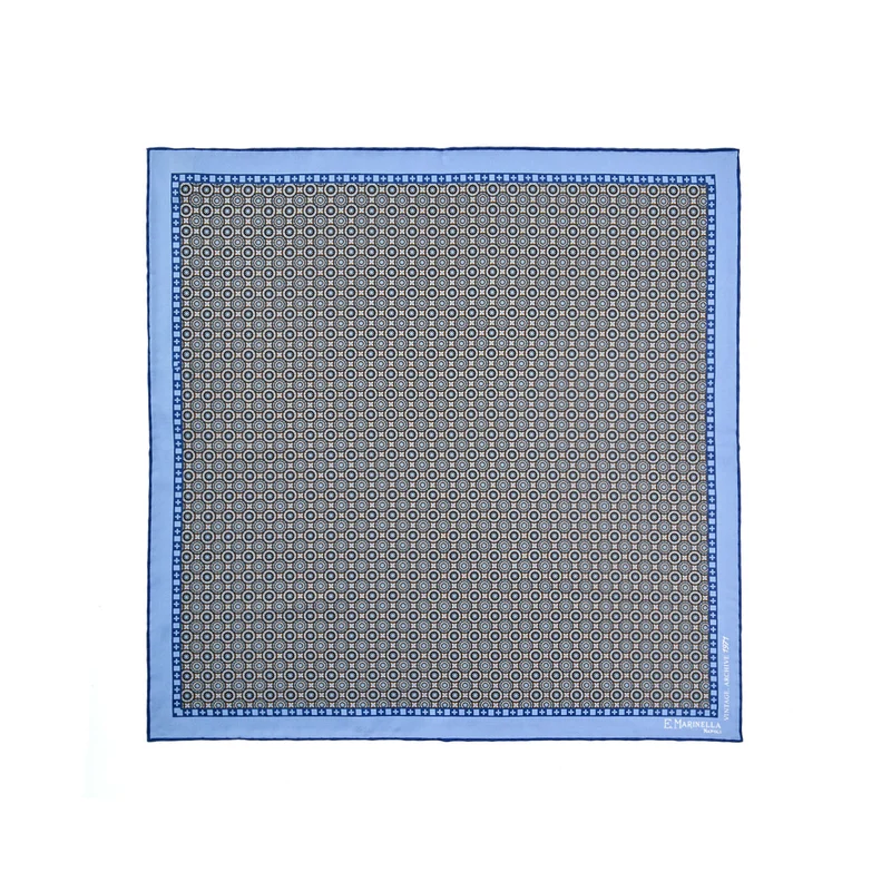 LIGHT BLUE PRINTED SILK POCKET SQUARE