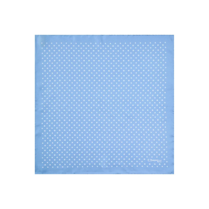 LIGHT BLUE PRINTED SILK POCKET SQUARE