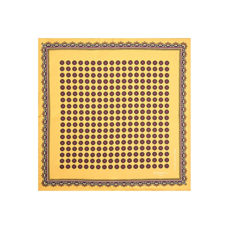 YELLOW PRINTED SILK POCKET SQUARE