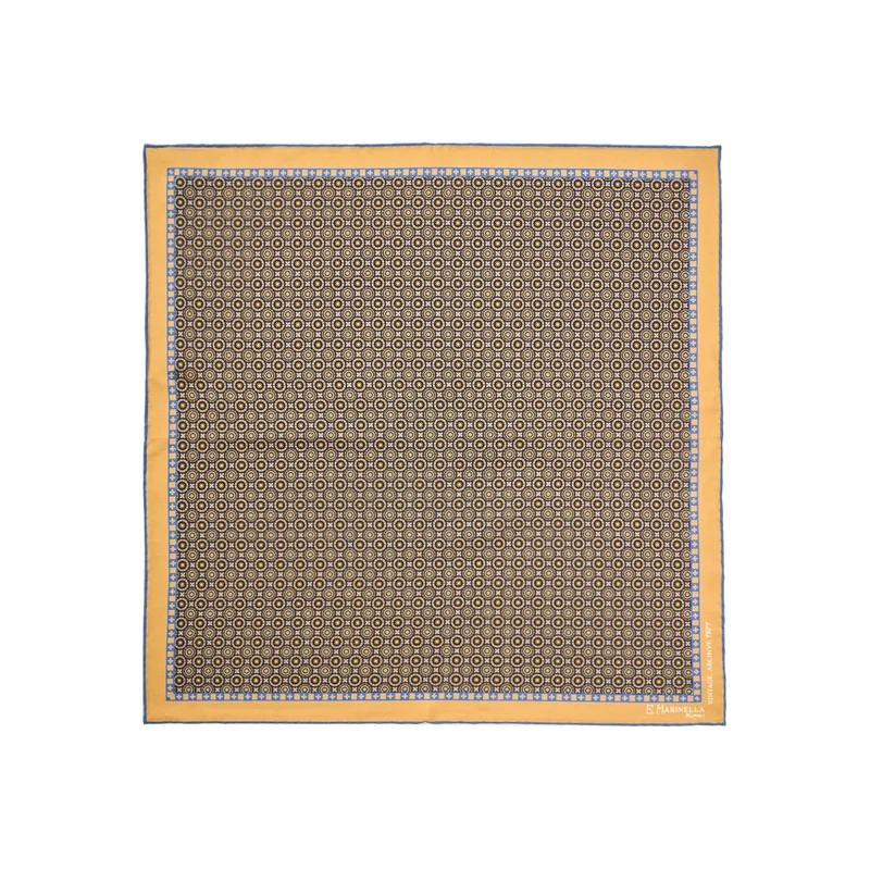 YELLOW PRINTED SILK POCKET SQUARE