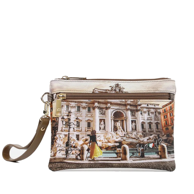 Pochette Donna con Zip Y NOT YES-342 Stampa Lost in Rome