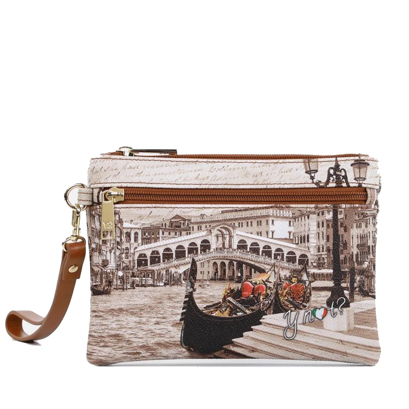 Pochette Donna con Zip Y NOT YES-342 Stampa Venice Postcard