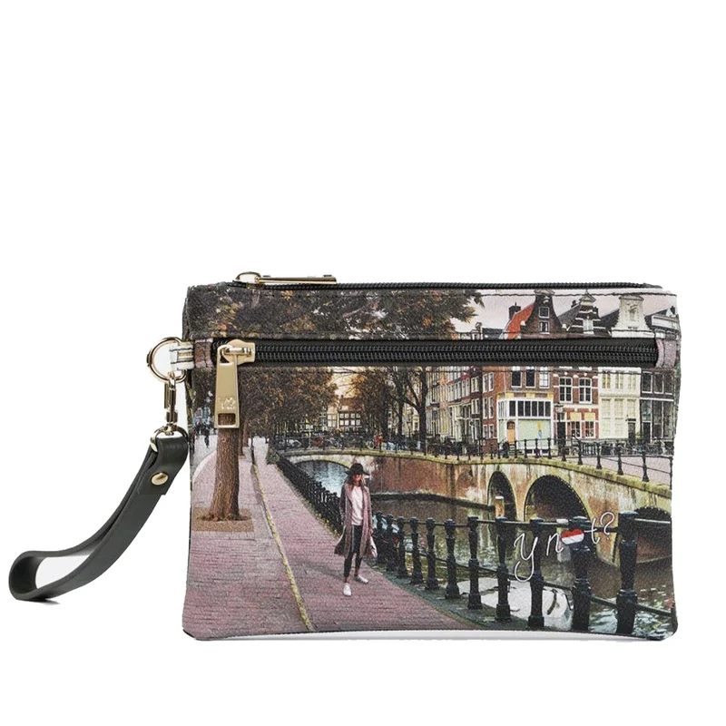 Pochette Donna con Zip Y NOT YES-342 Stampa Amsterdam Bridge