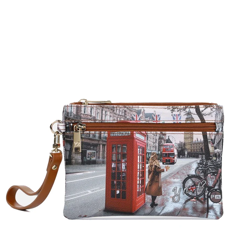 Pochette Donna con Zip Y NOT YES-342 Stampa Red London