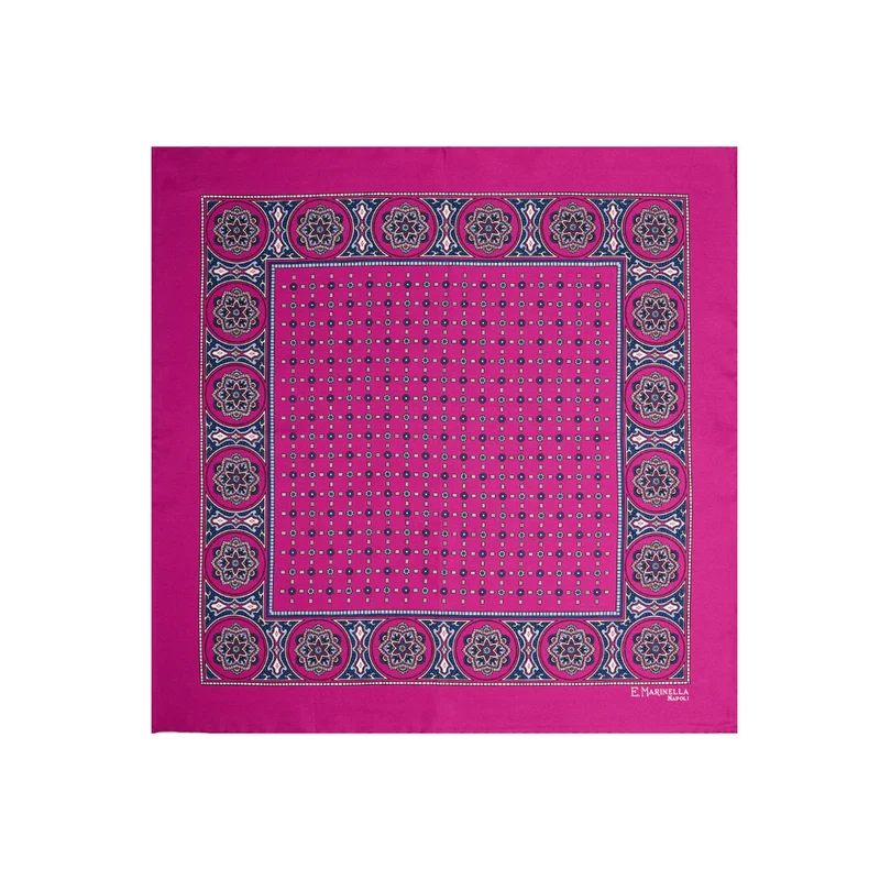 FUCHSIA PRINTED SILK POCKET SQUARE