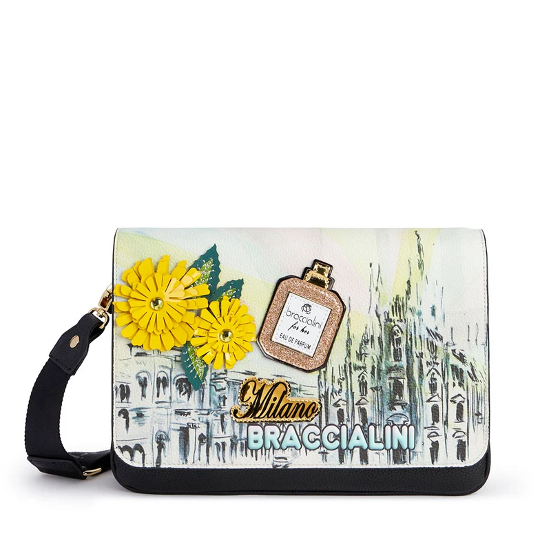 Borsa Donna a Tracolla BRACCIALINI linea Cartoline stampa Milano