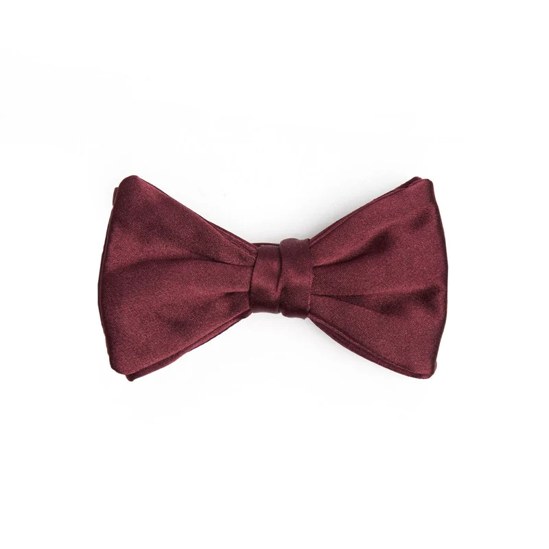 BURGUNDY PRE-KNOTTED SILK SATIN BOWTIE