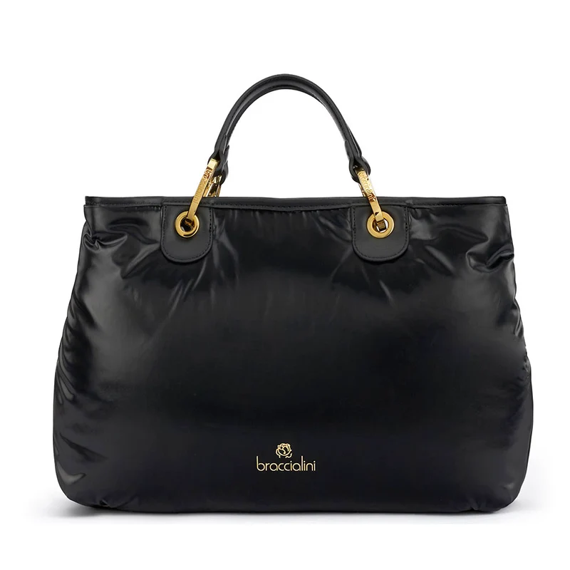 Borsa Donna a Mano Large BRACCIALINI linea Beth Puffy in Nylon Nero