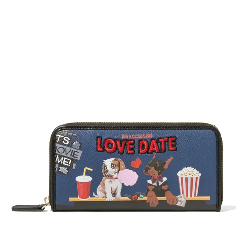 Portafoglio Donna Zip Around BRACCIALINI linea Allround Blu stampa Pets Love Date