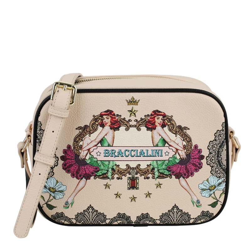 Borsa Donna a Tracolla BRACCIALINI linea Britney Beige stampa Burlesque
