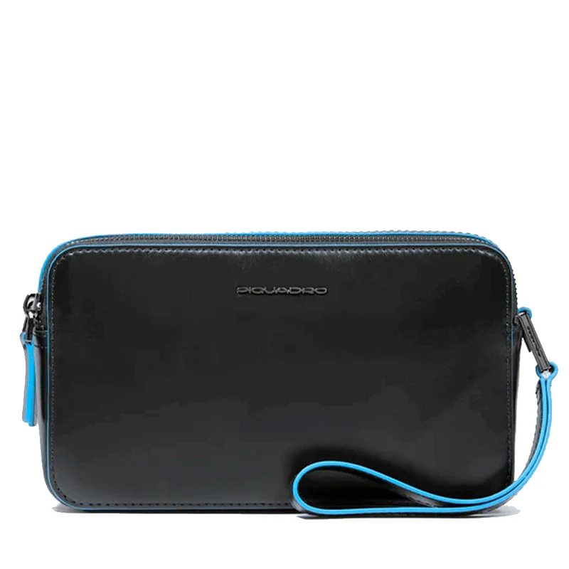 Pochette Uomo PIQUADRO in Pelle Linea Blue Square colore Nero - AC4221B2
