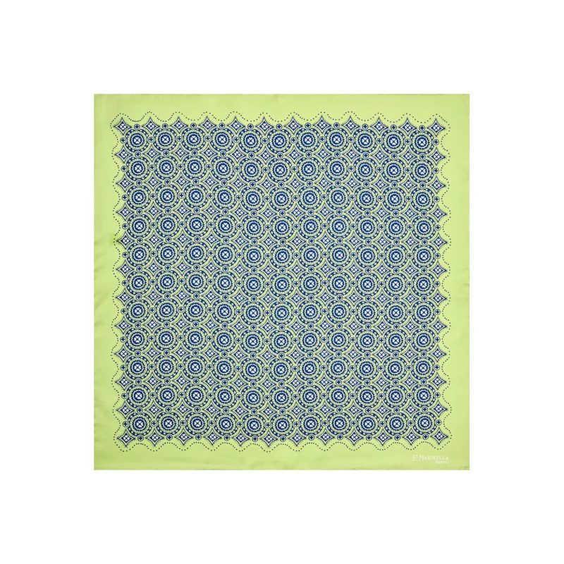 LIGHT GREEN PRINTED SILK POCKET SQUARE