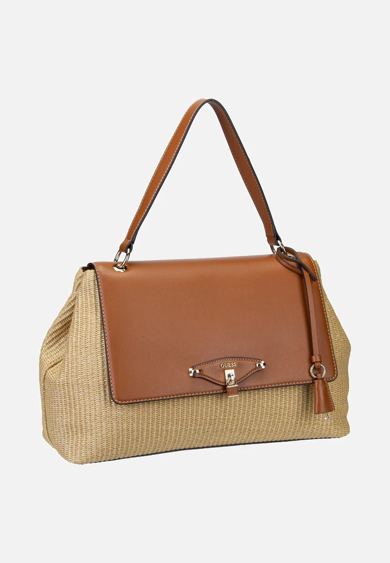 Maggie Straw Large Flap 53200 Natural/Caramel - Shoulder Bag