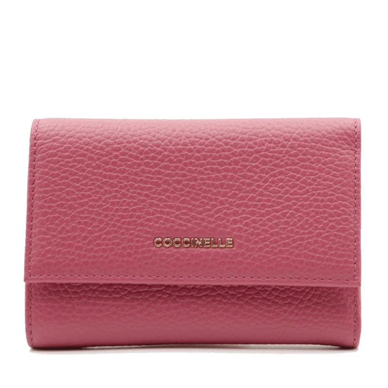 Portafoglio Donna COCCINELLE in Pelle Colore Rosewood Linea Metallic Soft Misura Piccola