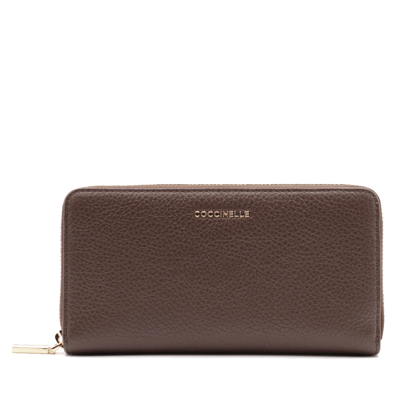 Portafoglio Donna COCCINELLE in Pelle Martellata Colore Fondant Brown Linea Metallic Soft