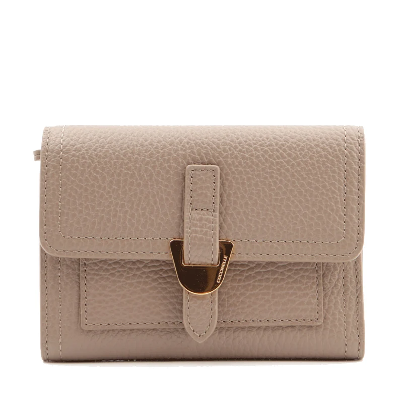 Portafoglio Donna COCCINELLE in Pelle Warm Taupe Linea Campus con Zip Posteriore
