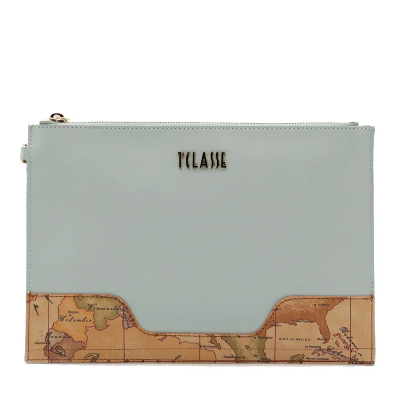 Clutch Donna 1A Classe Alviero Martini linea Frost Geo in Tessuto Gommato Azzurro Artico PP55