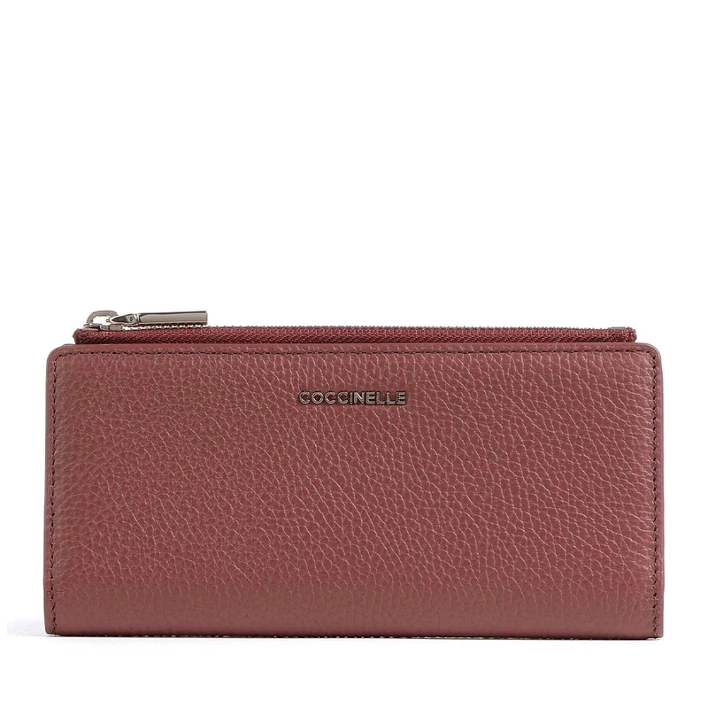 Portafoglio Donna COCCINELLE Sottile in Pelle Brandy Linea Metallic Soft