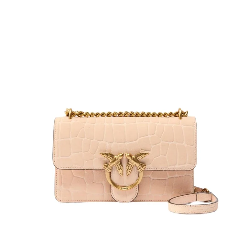 Borsa a tracolla piccola Mini Love Bag One in pelle stampa coccodrillo