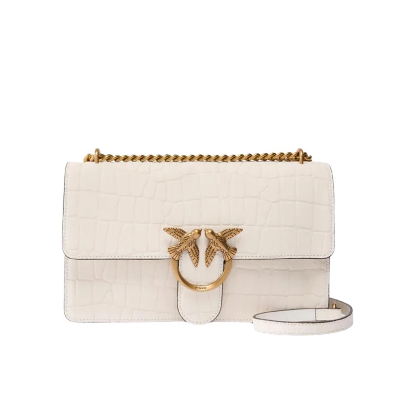 Borsa a tracolla media Love Bag One in pelle stampa coccodrillo