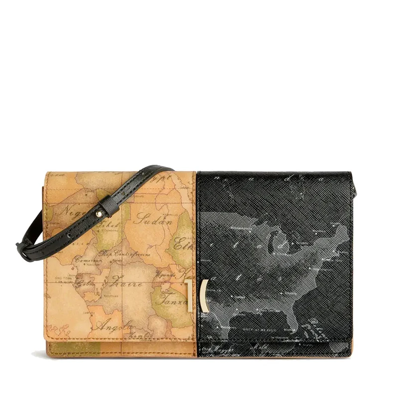 Pochette con Patta e Tracolla 1A Classe Alviero Martini linea Eclipse Geo stampa Geo Night e Geo Classic PO73