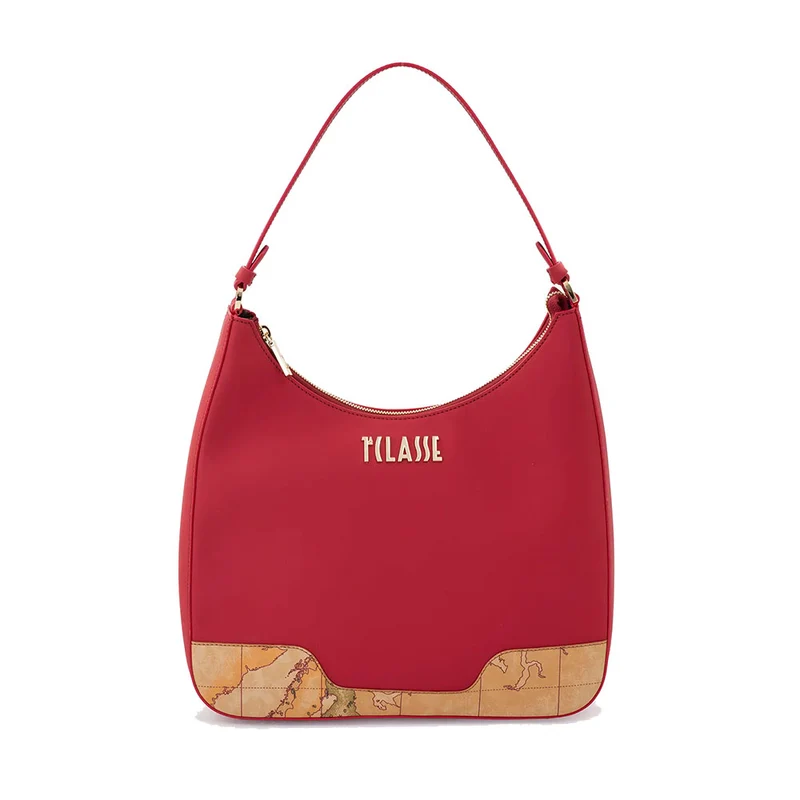 Hobo Bag Donna 1A Classe Alviero Martini linea Frost Geo in Tessuto Gommato Rosso Scuro LD97