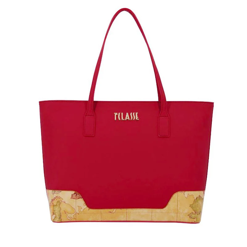 Shopping Bag Donna 1A Classe Alviero Martini linea Frost Geo in Tessuto Gommato Rosso Scuro LD96
