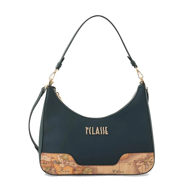 Borsa Donna Sottospalla 1A Classe Alviero Martini linea Frost Geo in Tessuto Gommato Verde Scuro LE01