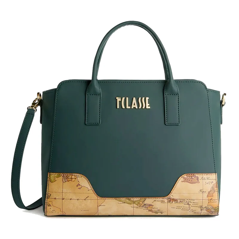Borsa Donna a Mano 1A Classe Alviero Martini linea Frost Geo in Tessuto Gommato Verde Scuro LD98